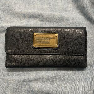 Marc by Marc Jacobs Black Leather Wallet with Gold Accents